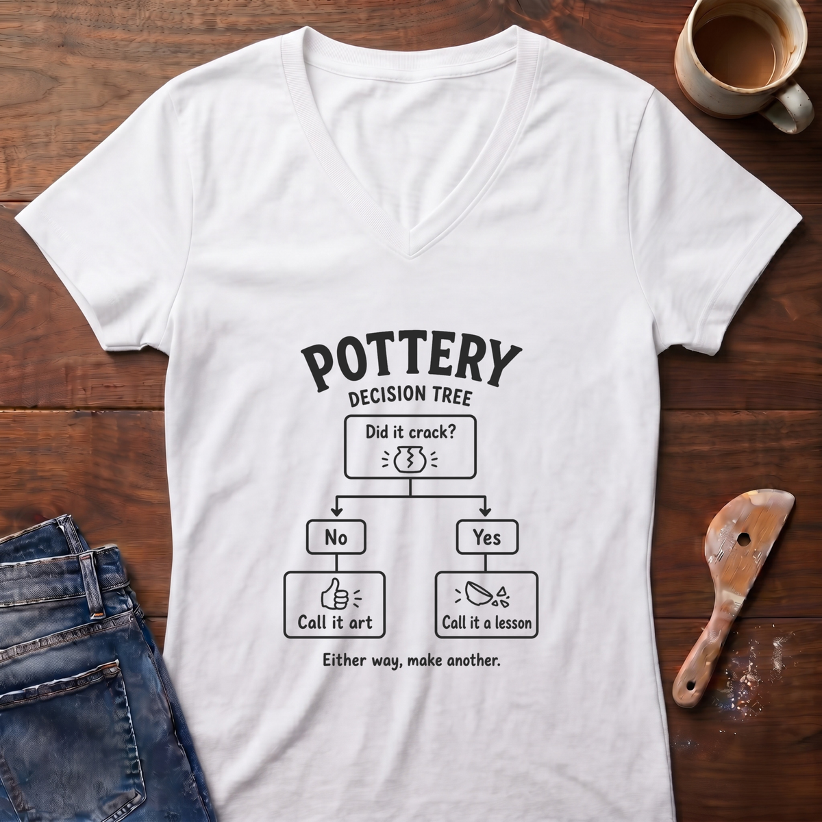 Pottery Decision Tree Ladies' V-Neck T-Shirt