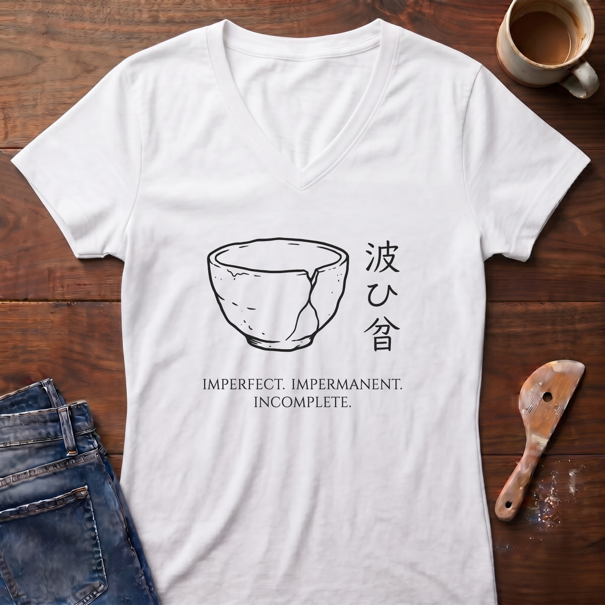 Imperfect. Impermanent. Incomplete Ladies' V-Neck T-Shirt