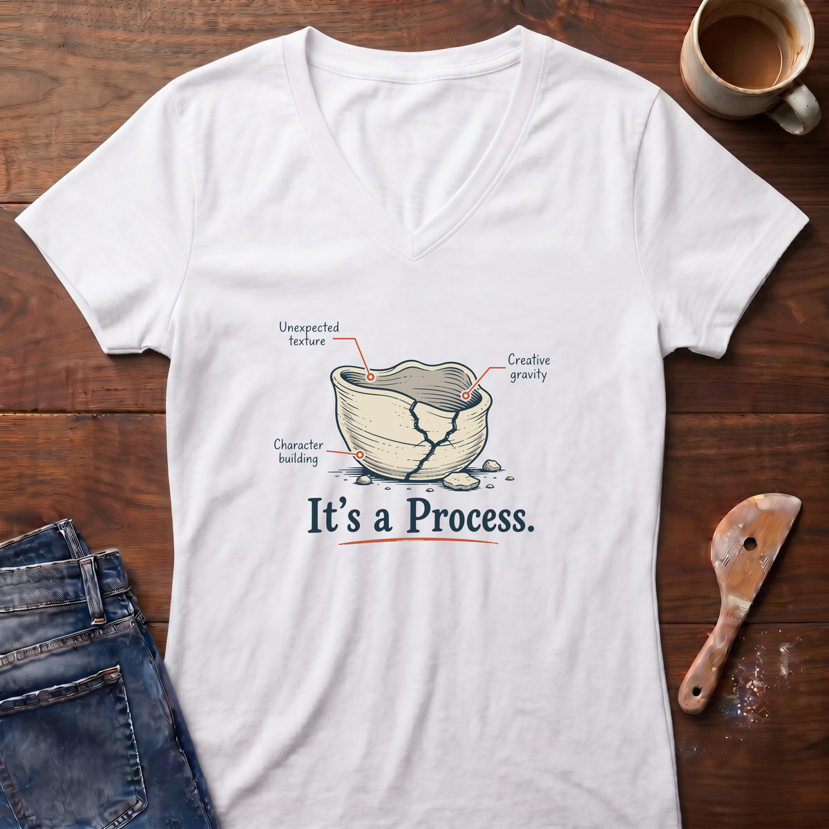 It's A Process Ladies' V-Neck T-Shirt
