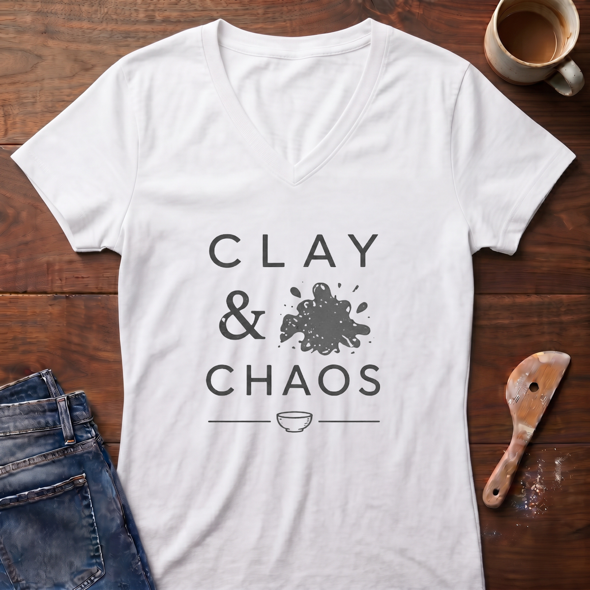 Clay & Chaos Ladies' V-Neck T-Shirt